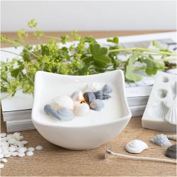 Mini kit DIY Fabrication de Bougies, Coquillages, gris, blanc cass&eacute;, 1 Pq.