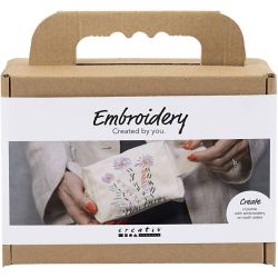 Mini Kit DIY Broderie, Trousse &agrave; maquillage, cr&egrave;me, 1 Pq.