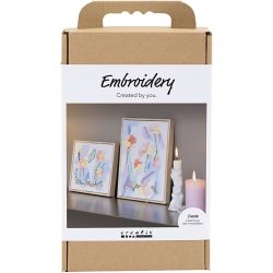 Kit DIY Broderie, Tableaux, couleurs pastel, 1 Pq.