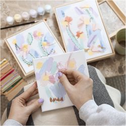 Kit DIY Broderie, Tableaux, couleurs pastel, 1 Pq.