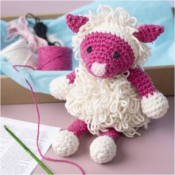 Kit DIY Amigurumi, Ovins, rose, blanc cass&eacute;, 1 Pq.