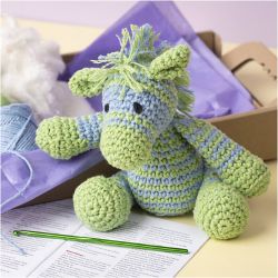 Kit DIY Amigurumi, Z&egrave;bre , bleu clair, vert clair, 1 Pq.