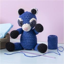 Kit DIY Amigurumi, Raton laveur, noir, bleu, 1 Pq.